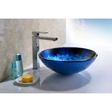 Anzzi Tara Deco-Glass Vessel Sink in Blue Blaze S263